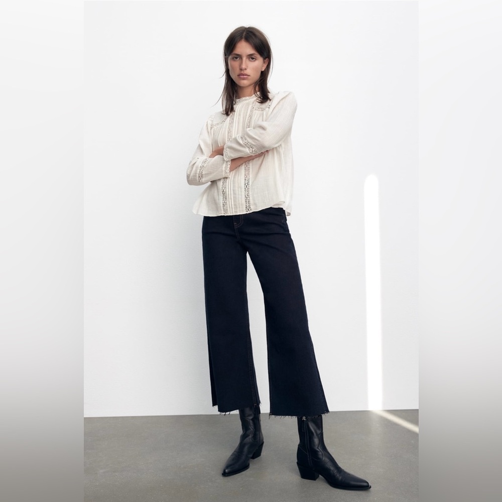 Zara Romantic Lace Trim Blouse